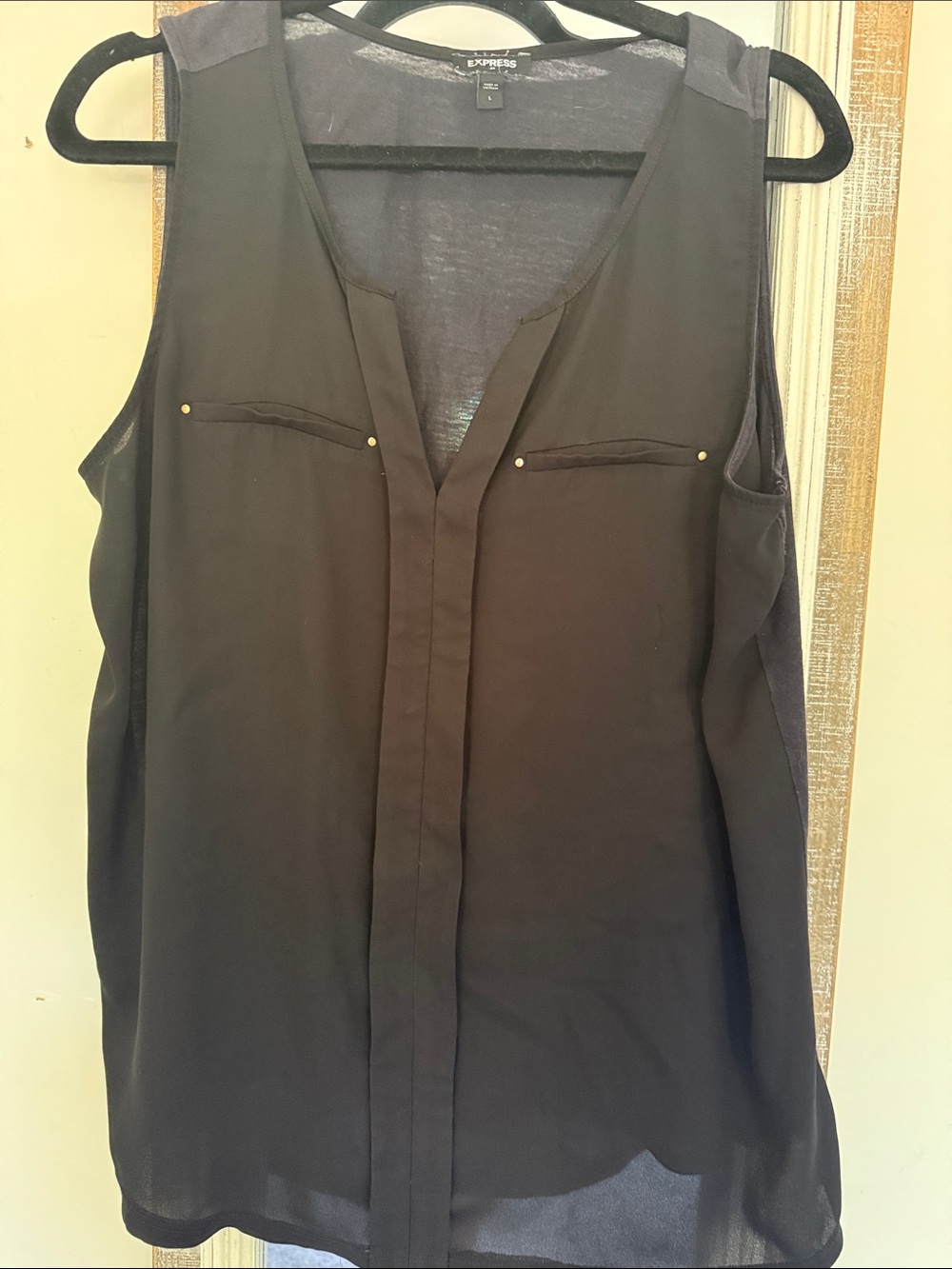 Express Black Sleeveless V-Neck Camisole with Stud Detail